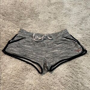 PINK Victoria's Secret Gray and Black Athletic Shorts with Drawstring Waistband